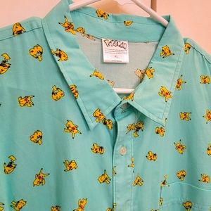 MENS PIKACHU BUTTON DOWN DRESS SHIRT